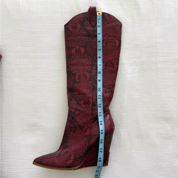 Jessica Simpson Red Snakeskin Knee High Wedge Boots - Picture 10 of 10